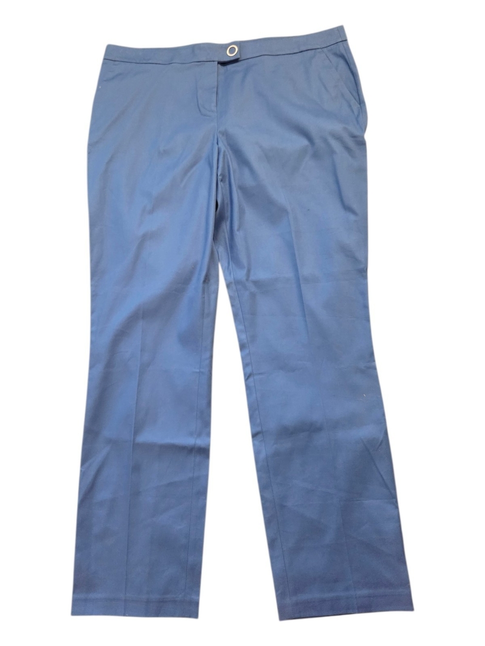 Long Tall Sally Blue Compact Cotton Slim Trouser - Size 20